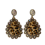 Rhinestone Accented Faux Fur Leopard Earrings