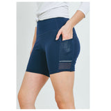 Cozy Navy Biker Athletic Shorts with Side Pocket
