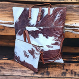 Special~Round Em’ Up-Jennifer Tan Cowhide Print Tote-Cross Body Bag and Clutch 3pc Set