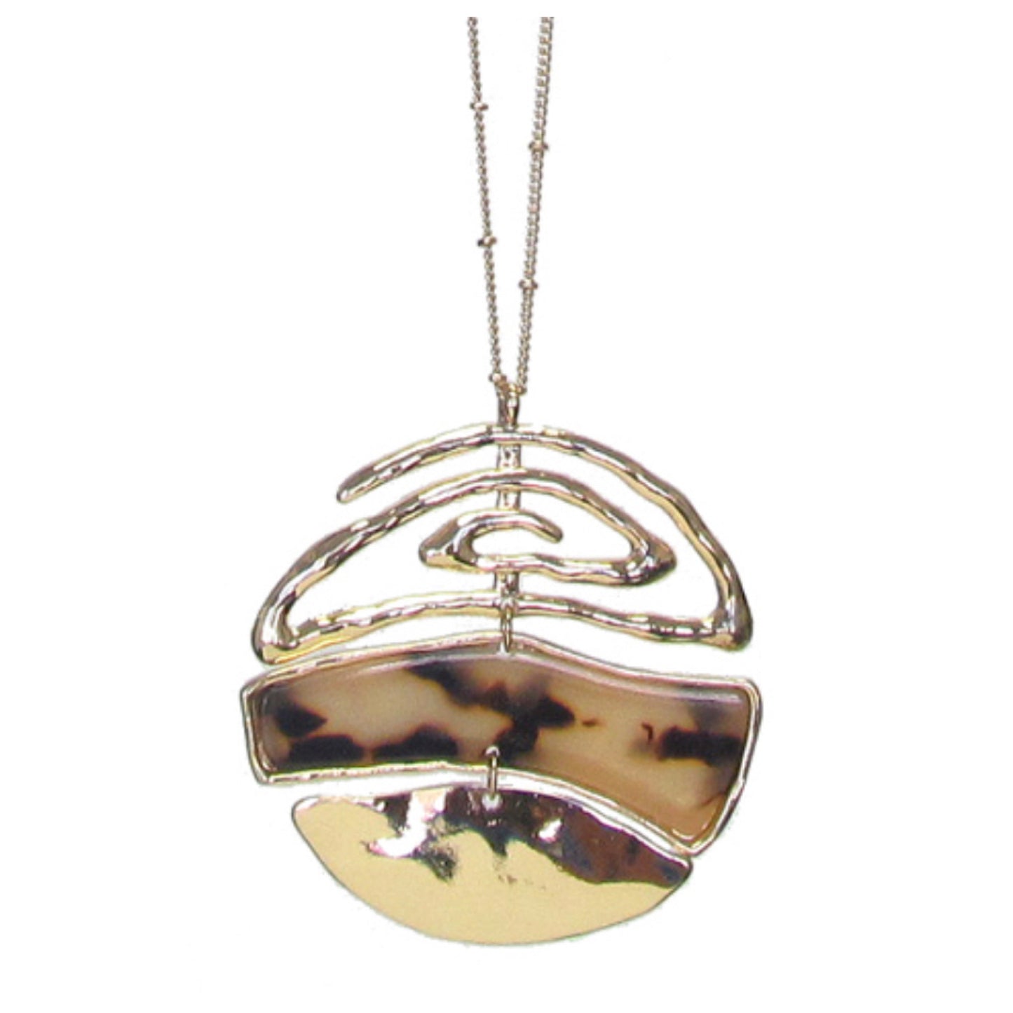 Organic Tortoise Shell Long Disc Pendant Necklace Set