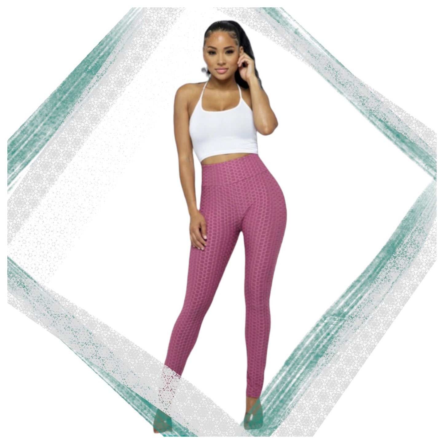 Sale! Bootylicious Honeycomb Mauve Yoga Leggings