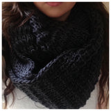 CYBER MONDAY SPECIAL-Huge XL Chunky Knit Black Infinity Scarf-Winter Accessories