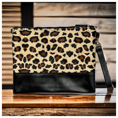 Special~Oh Yes a Must! Faux Fur Leopard Clutch-Bag-Purse