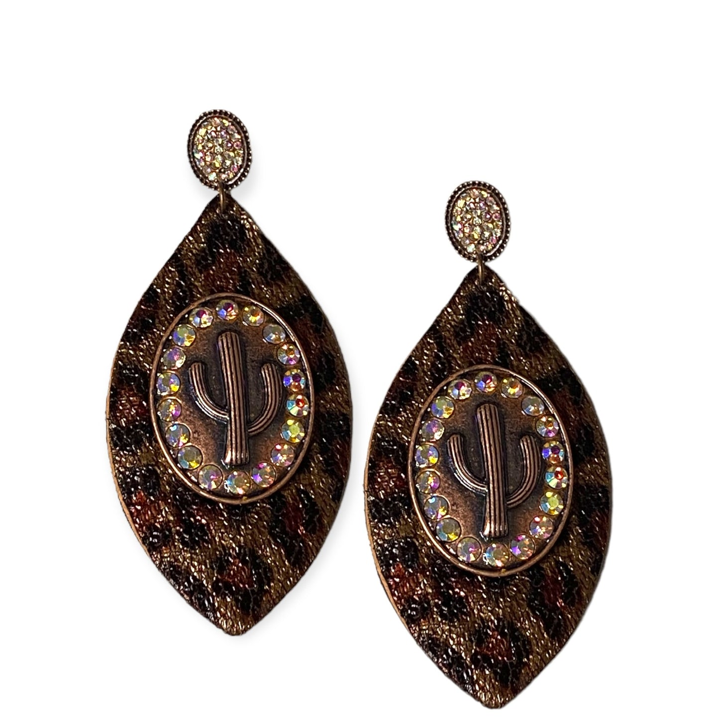 Ashlyn’s Stunning Cactus Stamped Brown Leopard Earrings