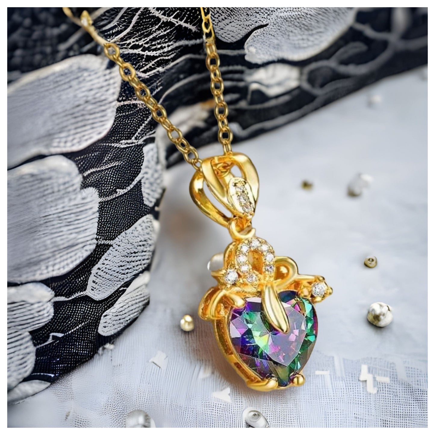 Beautiful Crystal Accented Heart Pendant Necklace