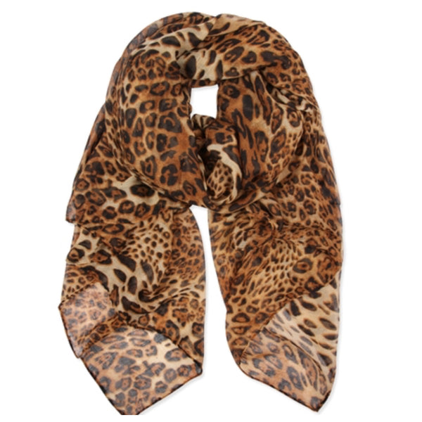 Classic Oblong Brown Leopard Scarf