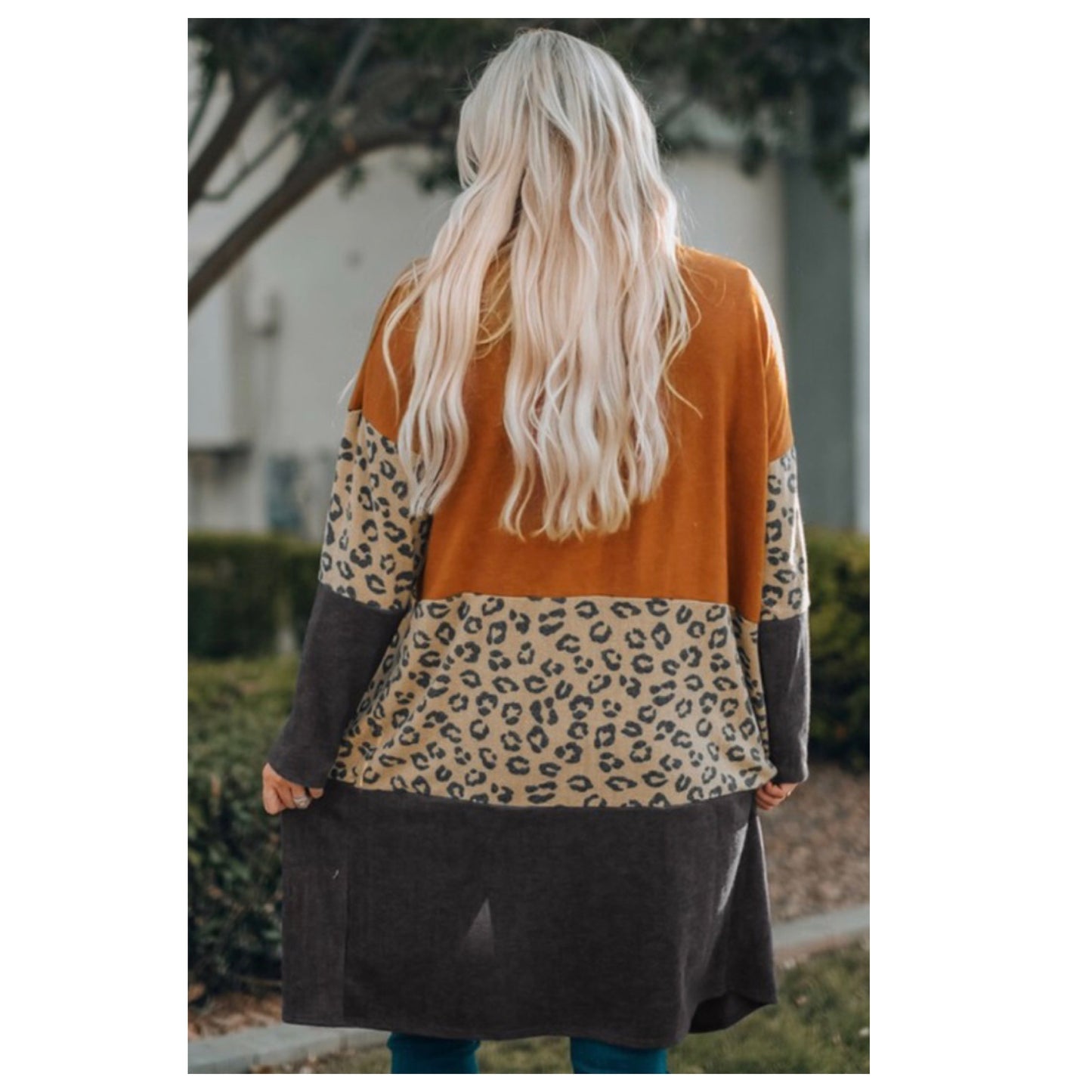 Holiday Special - Darling Brandie Leopard Gray ColorBlock Cradigan-Jacket