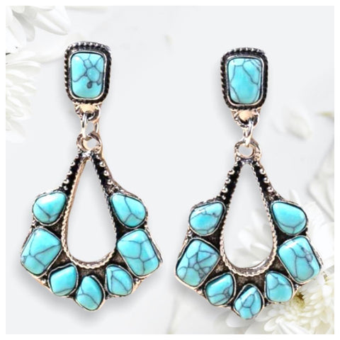 Stunning Turquoise Stone Silver Earrings
