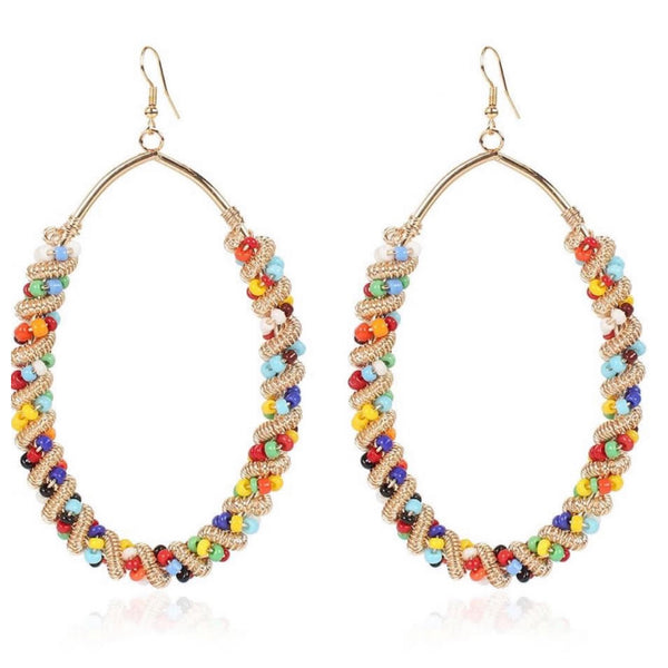 Ashlyn’s Unique Multi Color Bead Gold Wrap Earrings
