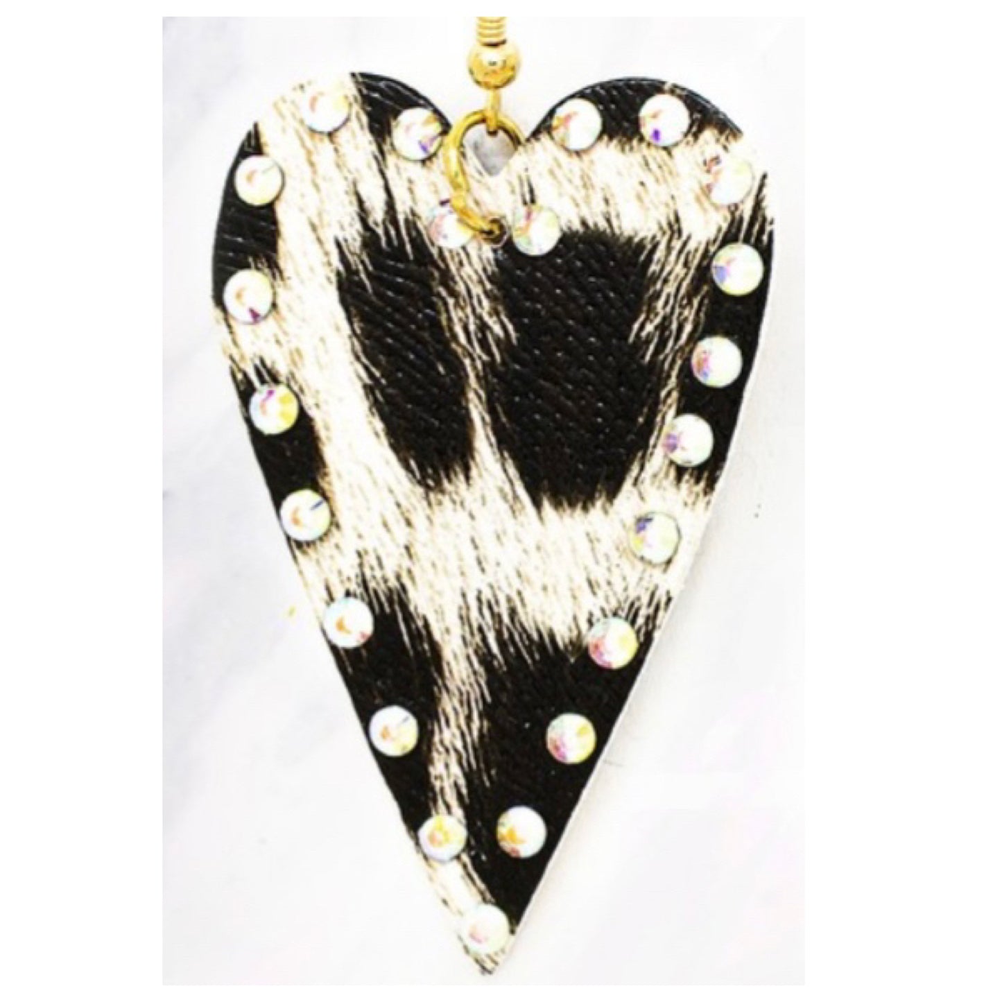 Adorable Animal Print Heart Shape Leather Earrings