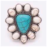 Iconic Turquoise/White Stone Adjustable Ring