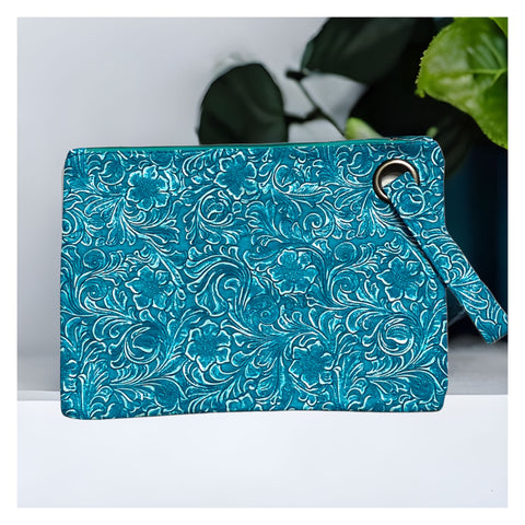 Special~Oh Yes a Must! Leather Turquoise Clutch-Bag