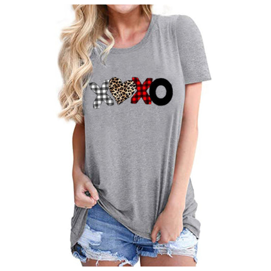 Adorable XOXO Graphic Gray Top