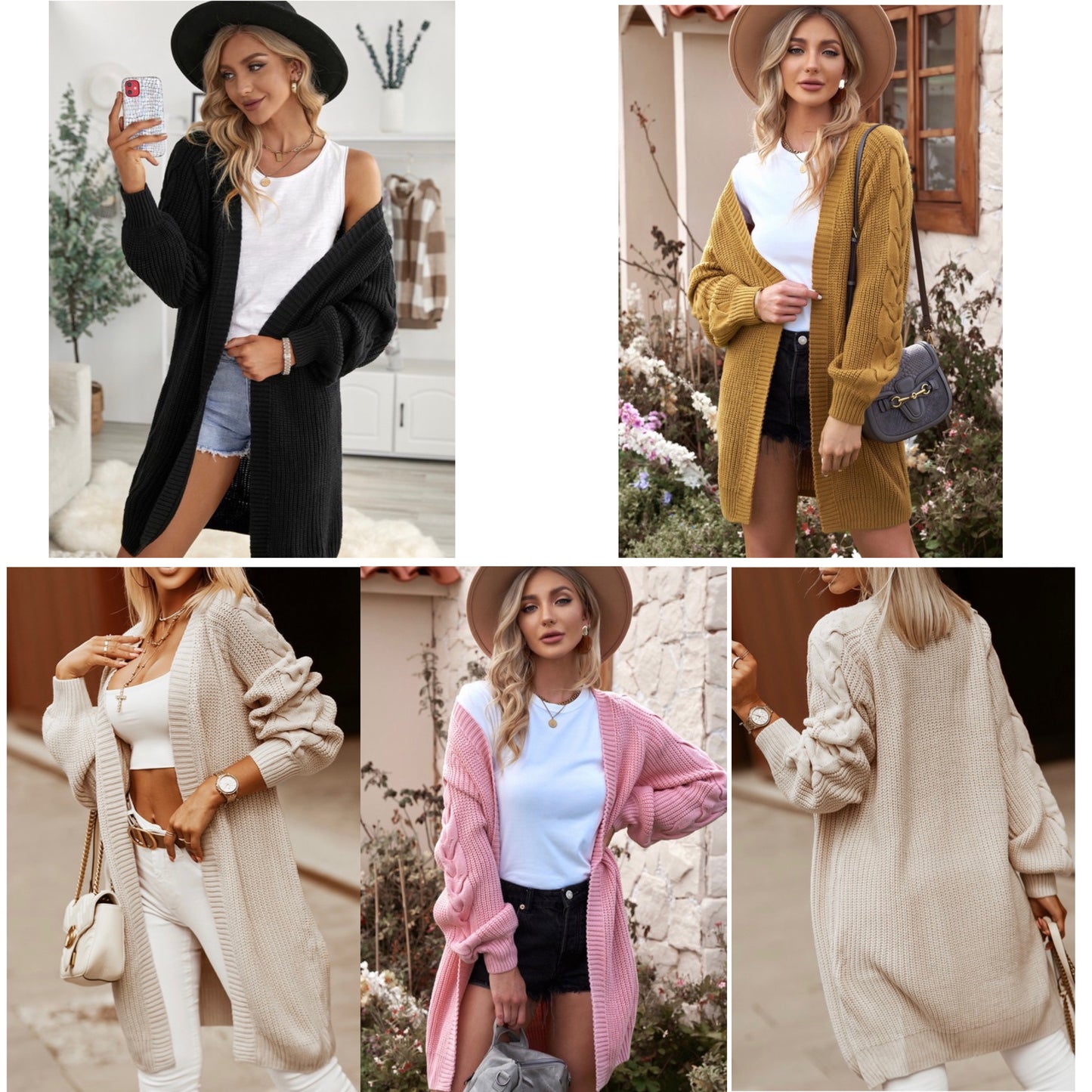 Cozy Open Front Cable Knit Sweater Cardigans-Jacket-Womens