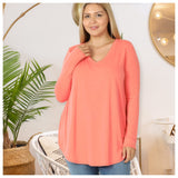 Casually Classy Plus Size Zenana V Neck Relaxed Fit Classic Basic Top-Women’s