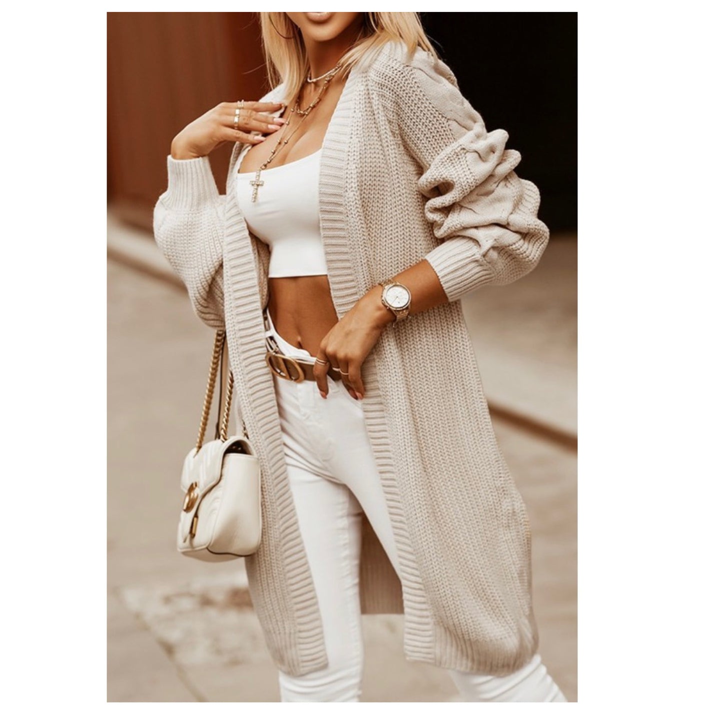 Cozy Open Front Cable Knit Sweater Cardigans-Jacket-Womens
