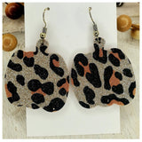 Adorable Hand Made Sparkle Leopard Leather Pumpkin Earrings