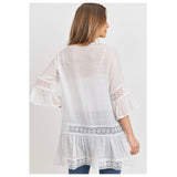 Darling Ivory Boho Top with Lace Detail