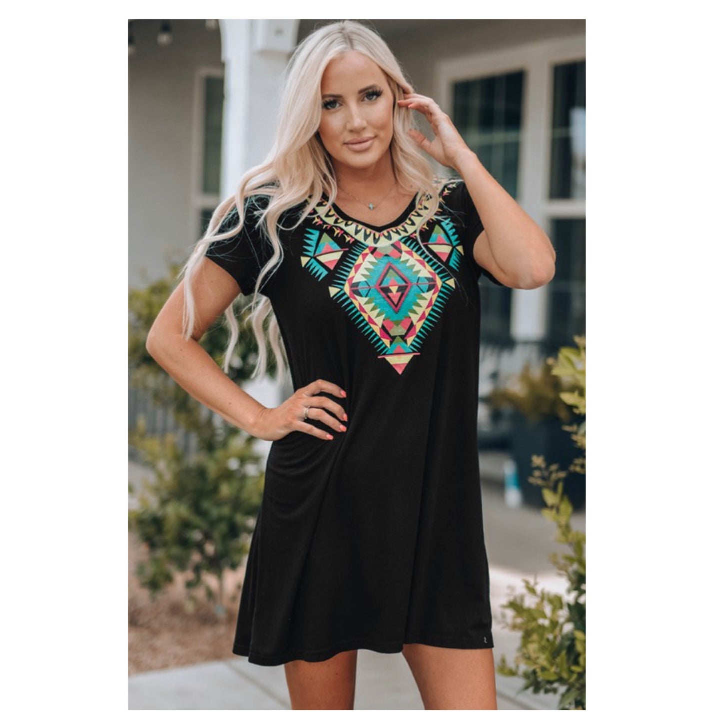 Darling Nedra Tribal Detail Black Mini Dress