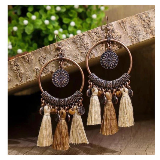 Adorable Fringe Tassel Disc Earrings