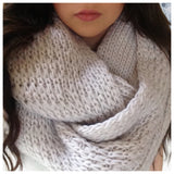 Holiday Special--HUGE XL Thick Chunky Knit Ivory Infinity Scarf-Winter Accessories