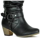 Kickin’ it in Style-Black Western Style Ankle Boots-Womens-Heel