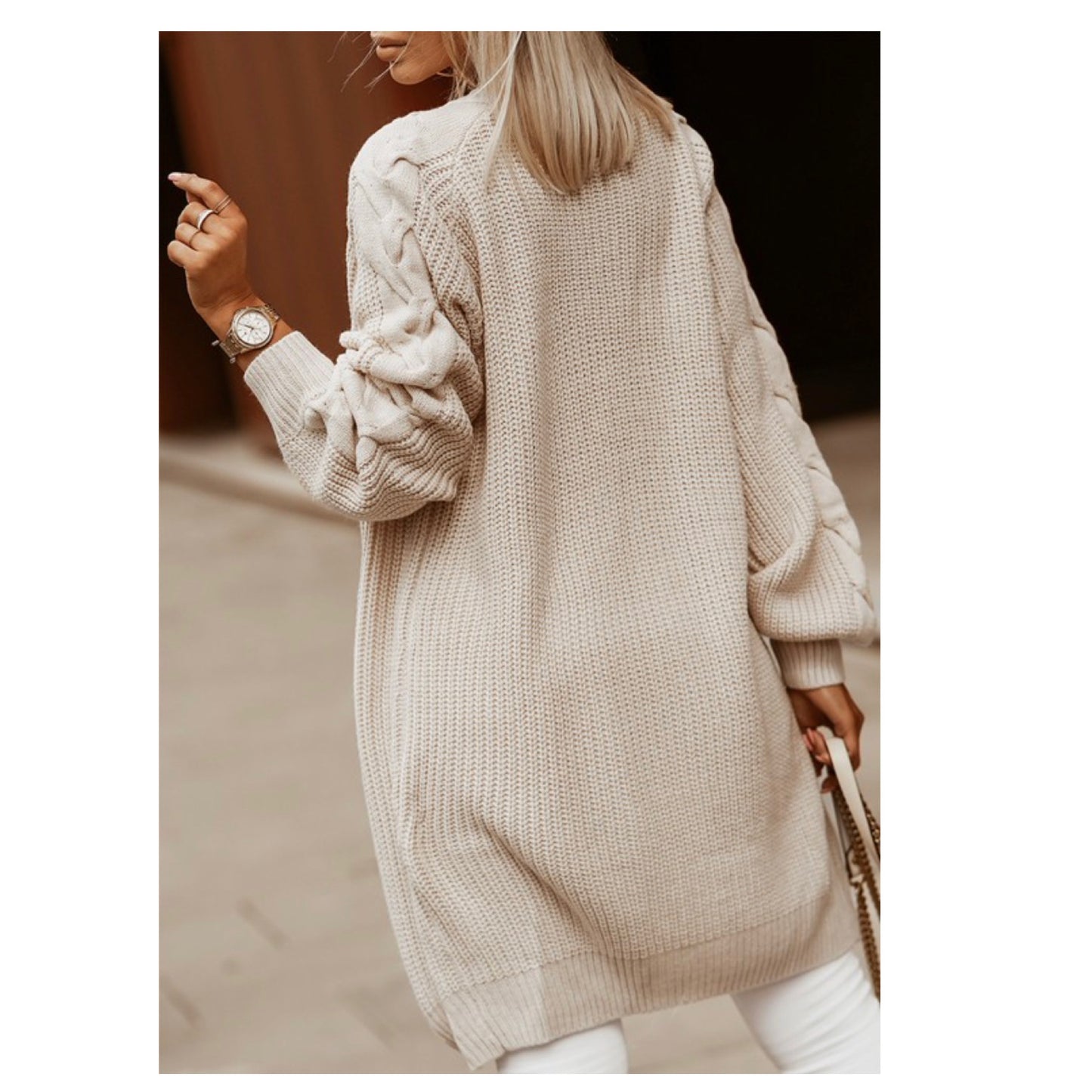 Cozy Open Front Cable Knit Sweater Cardigans-Jacket-Womens
