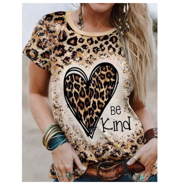 Ashlyn’s Heart and BE KIND Graphics Leopard Tunic Top