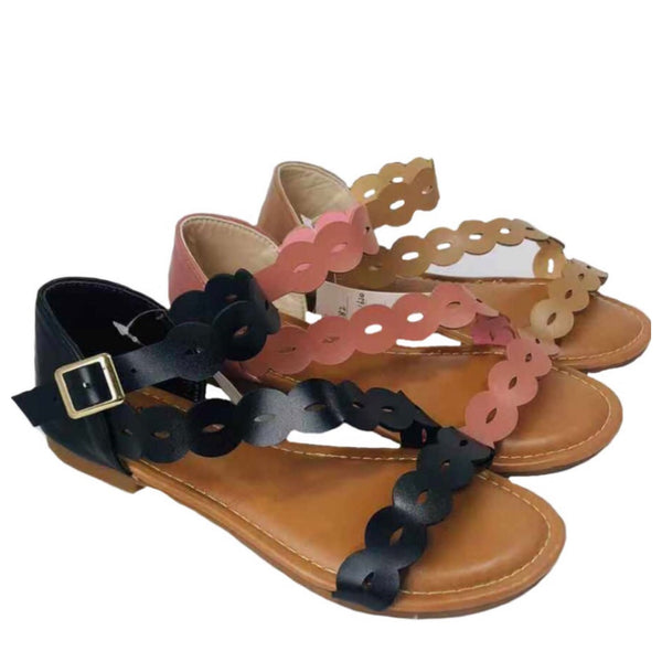 INSANITY CLOSEOUT! Adorable Me, Scalloped Edge Buckle Strap Sandals