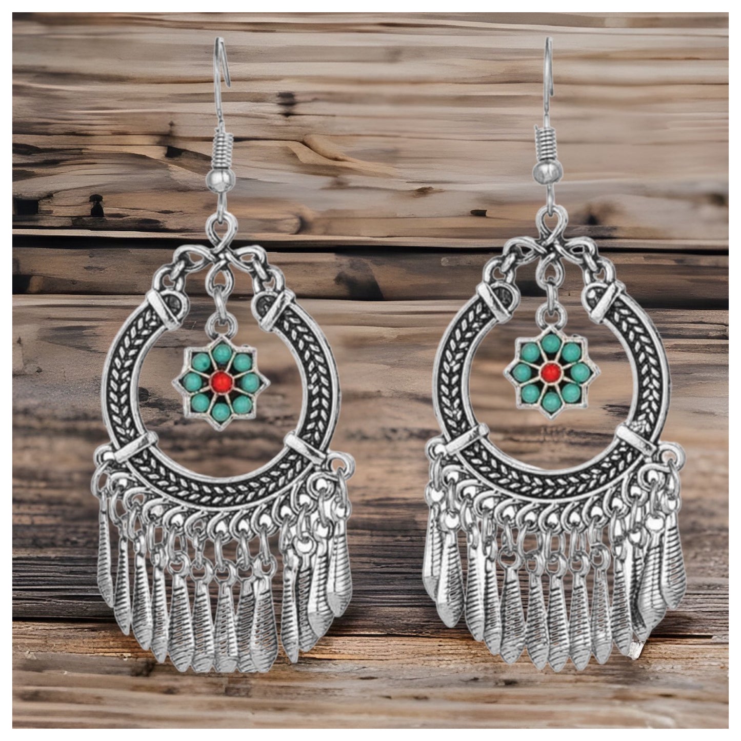 Ashlyn’s Turquoise & Silver Fringe Detail Earrings