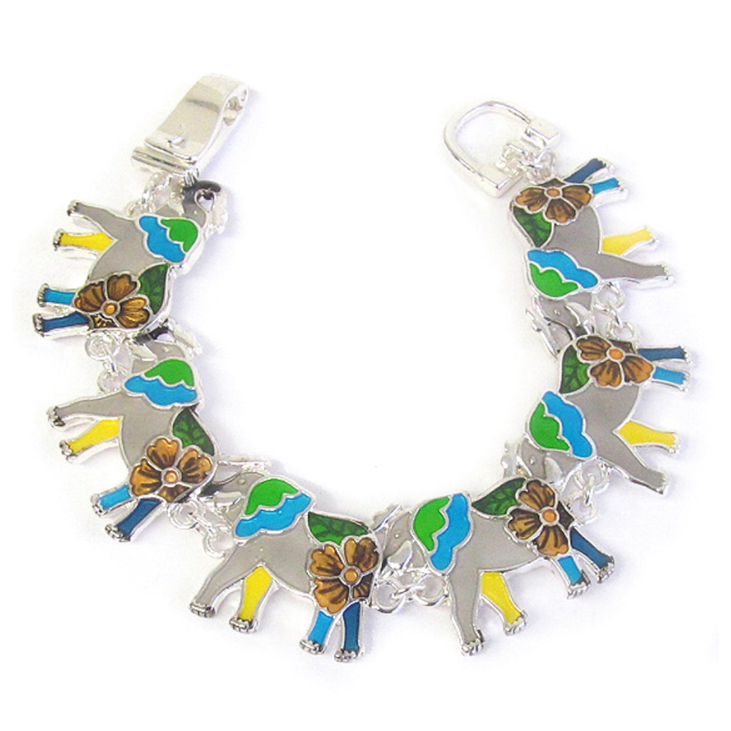 Hawaiian Style Elephant Silver Link Bracelet