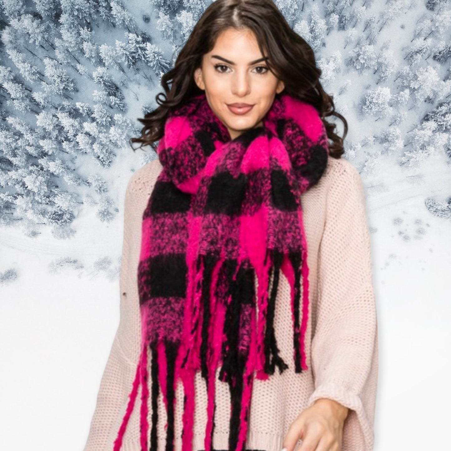 Crazy Soft Vibrant Long Plaid Scarves-Women’s Wrap