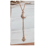 Dainty Rhinestone Zoey Moon and Star Pendant Necklace