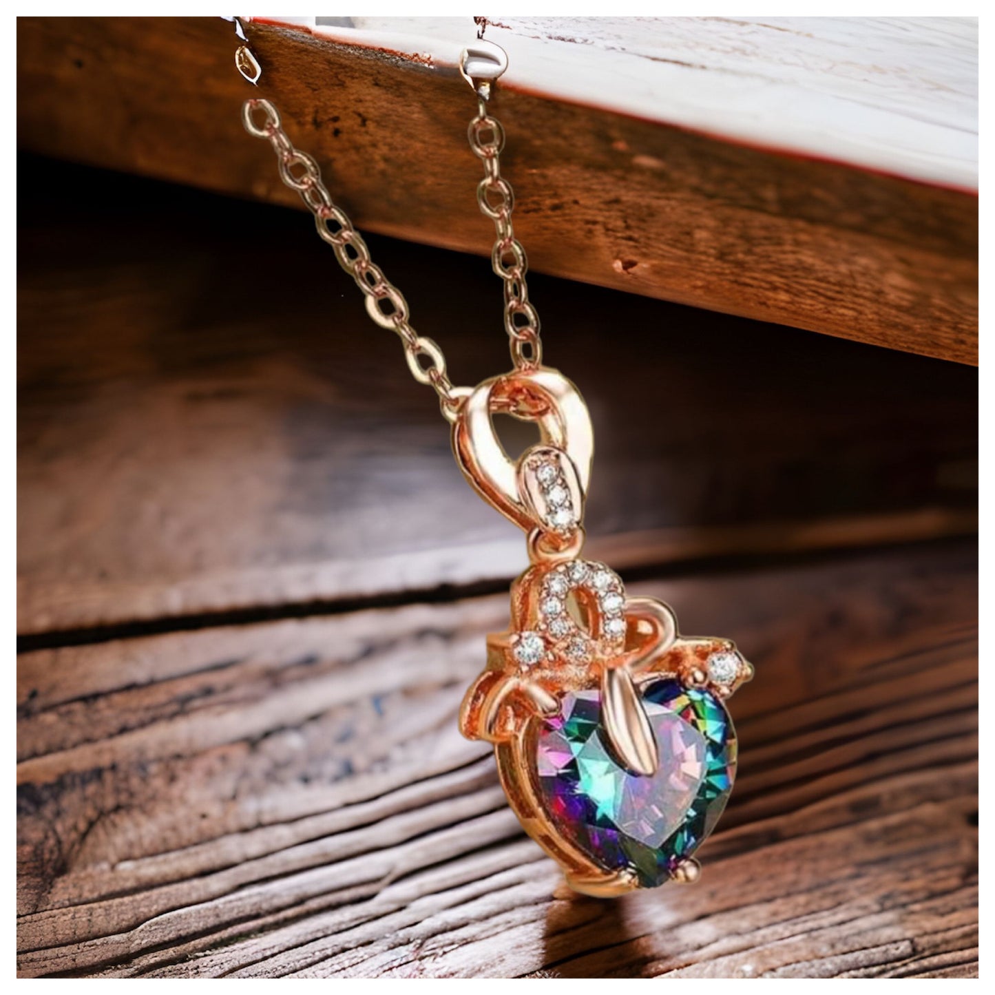 Beautiful Crystal Accented Heart Pendant Necklace