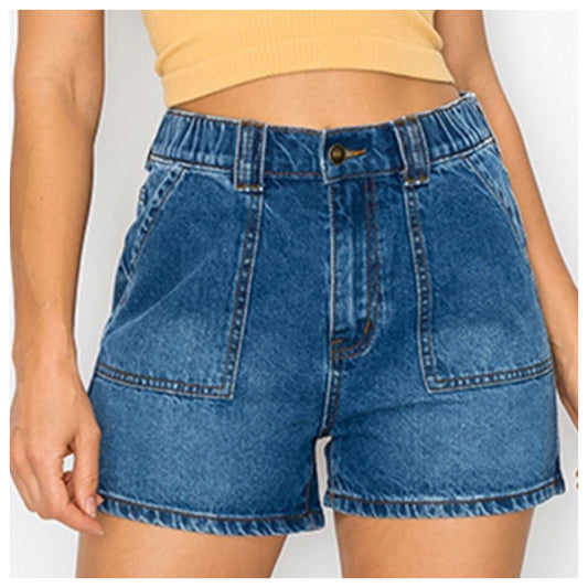 Ashlyn’s Cozy High Rise Denim Blue Skater Shorts