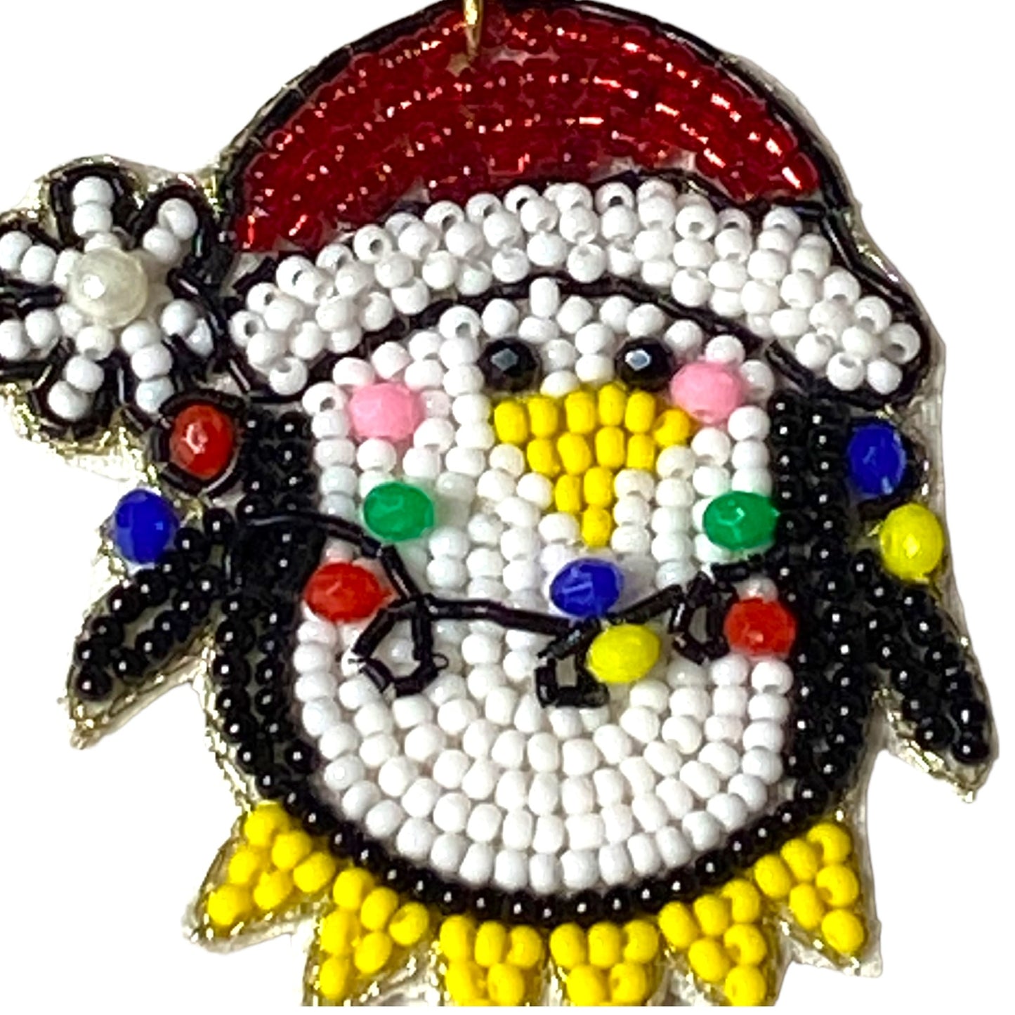 Adorable Large Christmas Penguin Seed Bead Earrings
