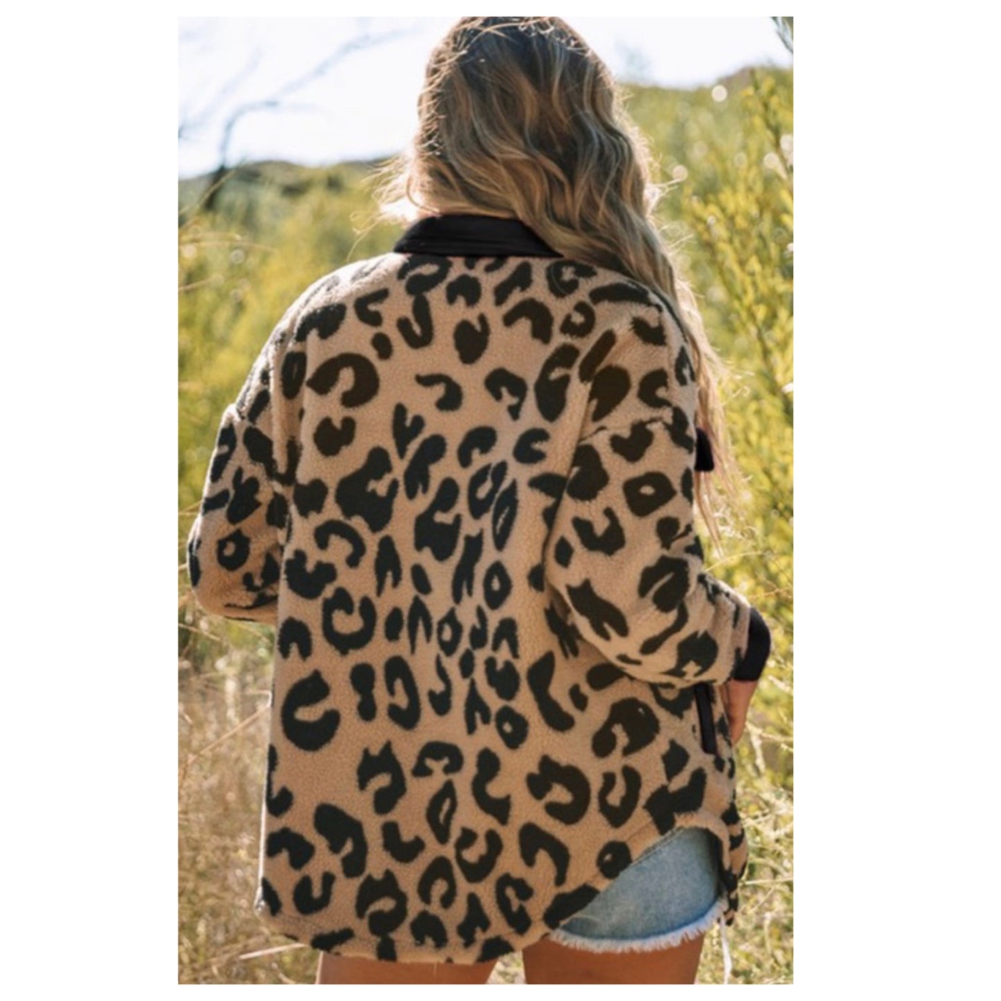 Trendy Pink or Black Trim Leopard Teddy Jacket-Women’s Winter Coat