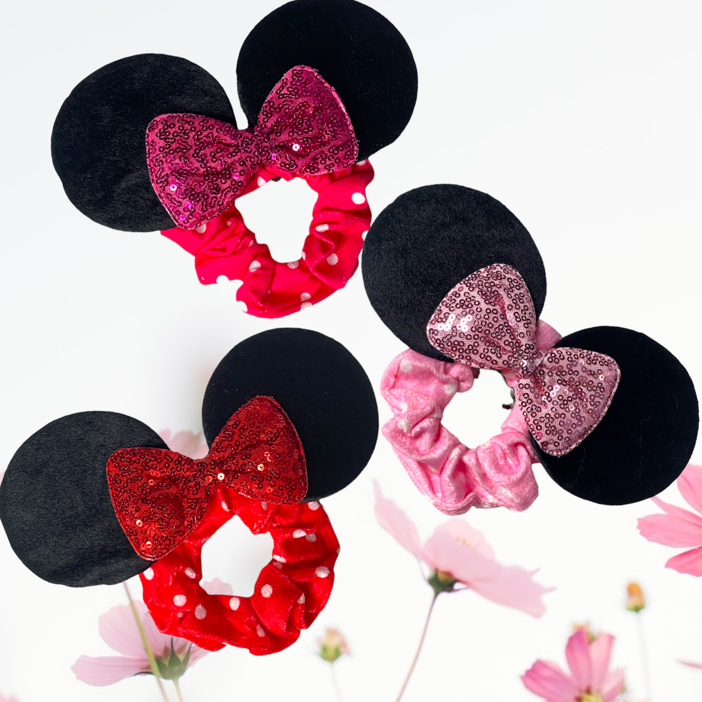 Ashlyn’s Adorable Sequin Bow Mouse Ears Polkadot Hair Scrunchies