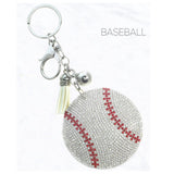 Glittering Baseball Puffy Heart Keychain, Purse Charm