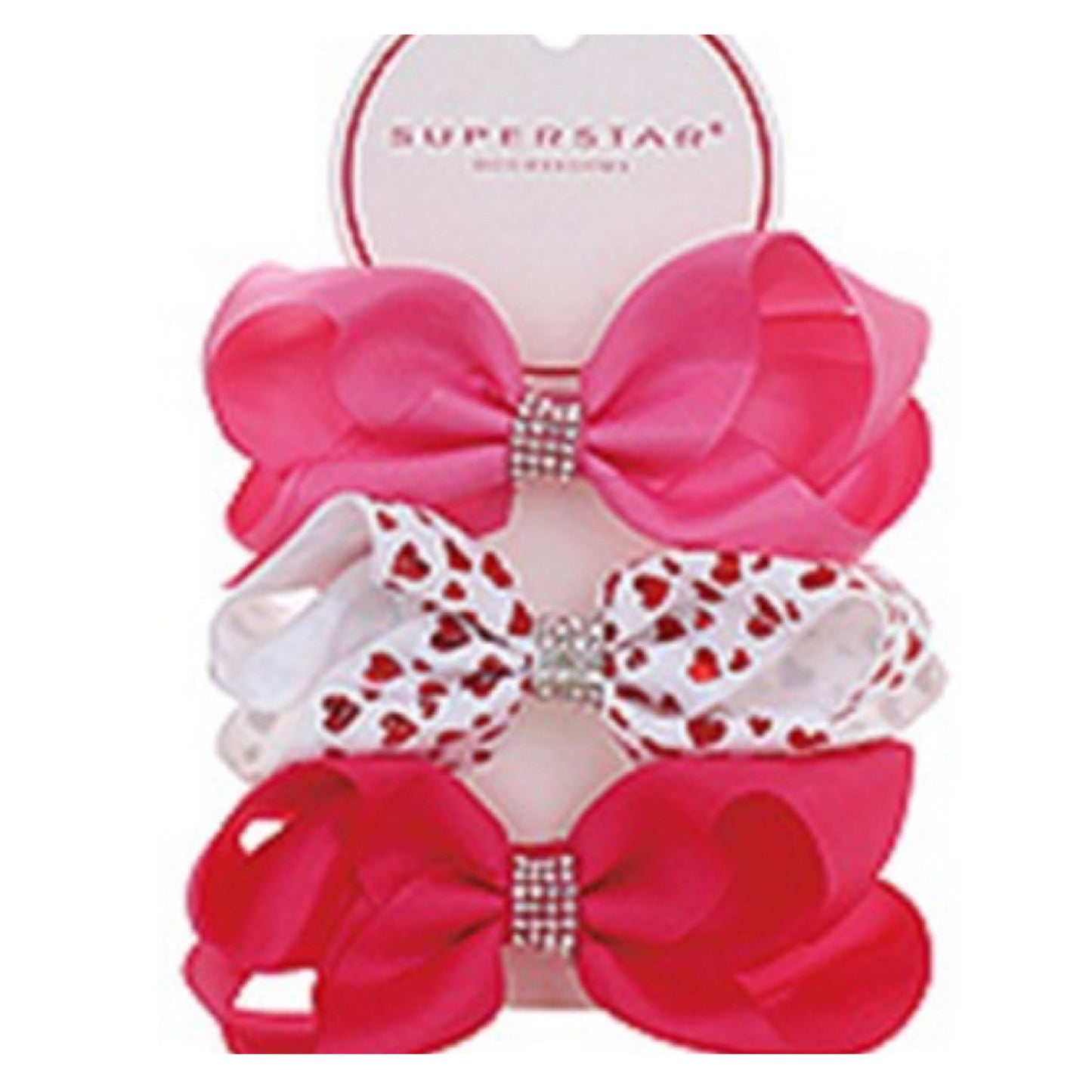 Studded Rhinestone Center 3pc Hair Bow Set