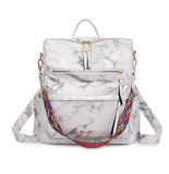 Crazy Fun Kimberly Convertible Marble Backpack Tote Bag with Aztec Strap-Purse