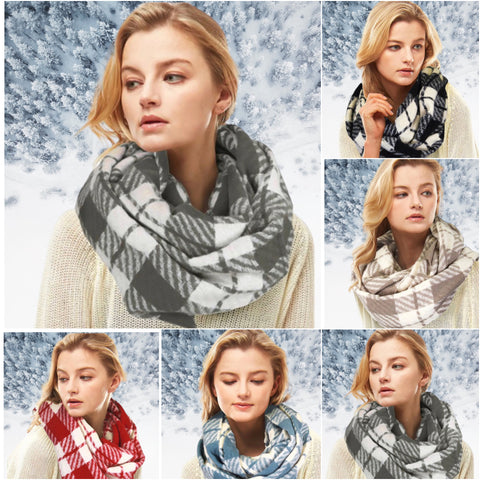 Super Soft Plaid Infinity Scarves-Wrap-Cowl-Winter Accessories