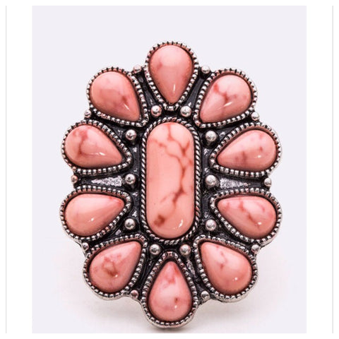 Iconic Pink Stone Floral Western Ring