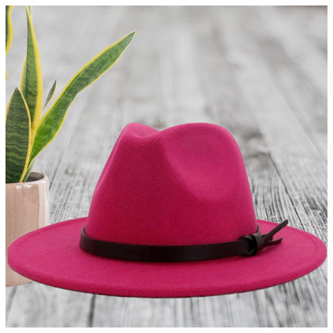 Special Sale! Stunning Wide Brim Pink Fedora-Hat