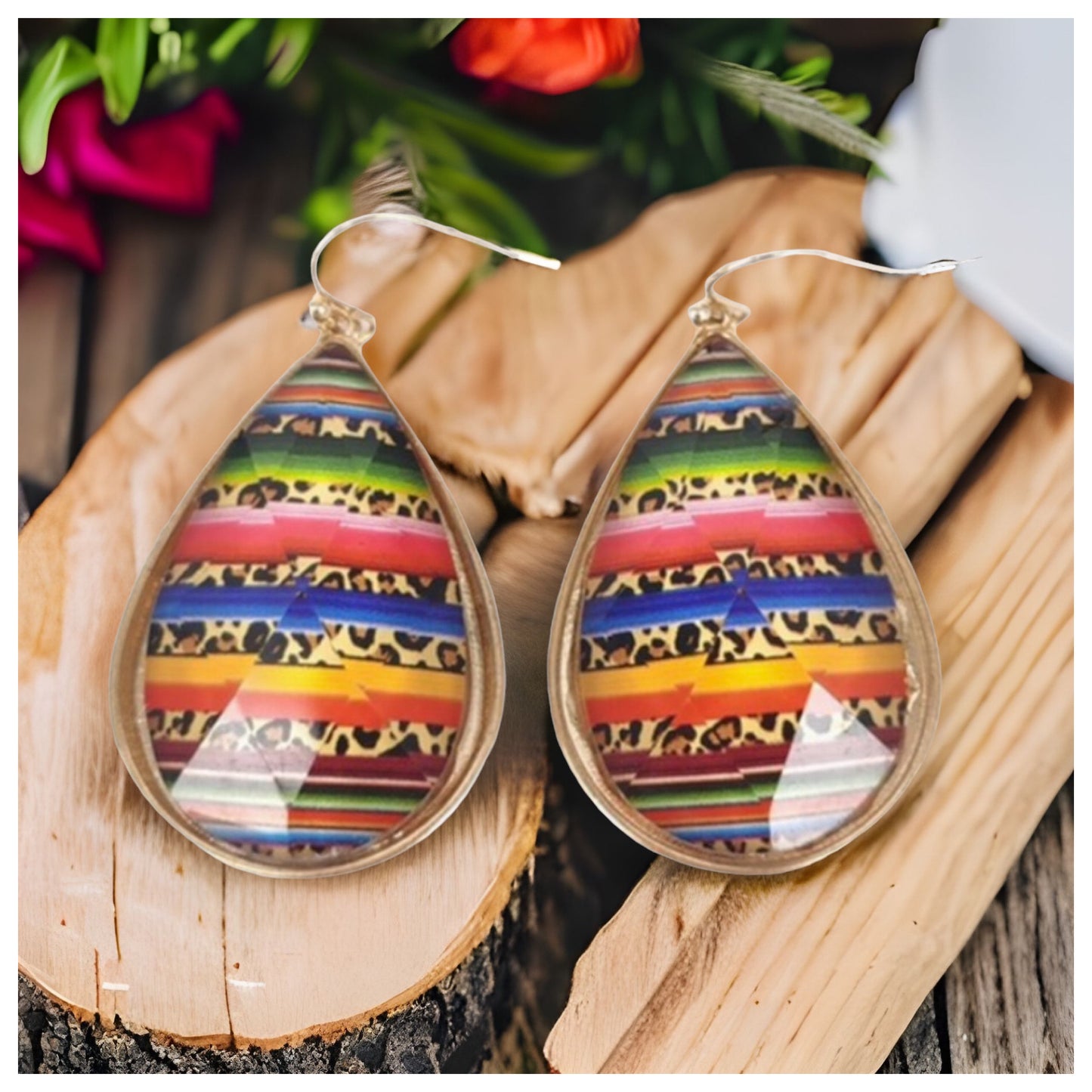 Ashlyn’s Vibrant Semi Precious Serape Teardrop Earrings