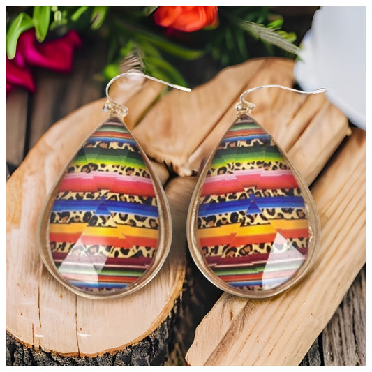 Ashlyn’s Vibrant Semi Precious Serape Teardrop Earrings