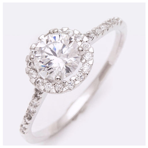 Elegant Paved Stone CZ Engagement Ring