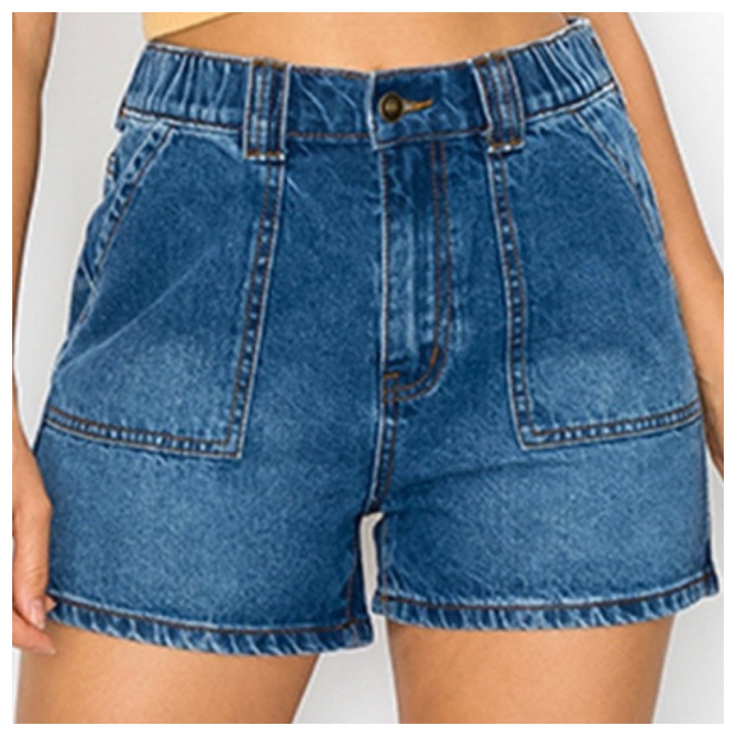 Ashlyn’s Cozy High Rise Denim Blue Skater Shorts