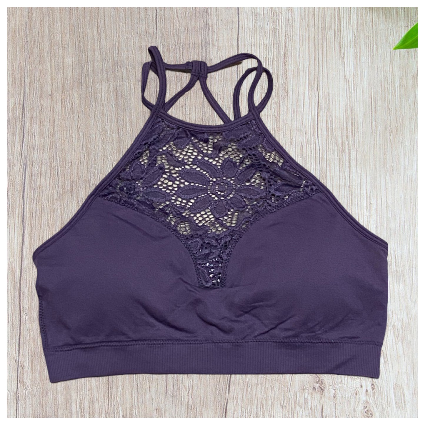 CLOSEOUT! High Neck Lace Cutout Bra, Bralettes