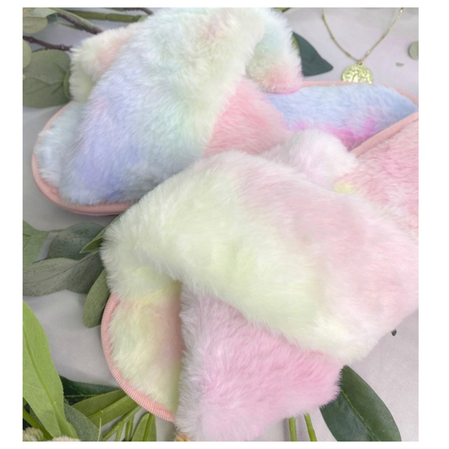 Pamper Your Feet, Faux Fur Tie Dye Slippers